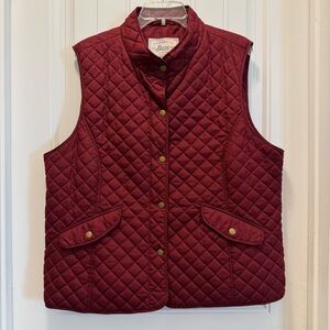 GH Bass Womens Vest XXL Quilted Cabernet Red Lightweight Snap Front Lined Winter